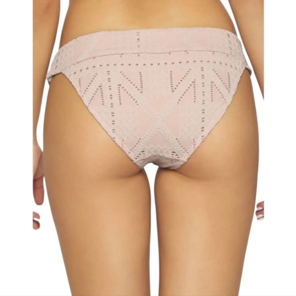 PilyQ Blush Crochet Thick Banded Brazilian Bikini sz L
